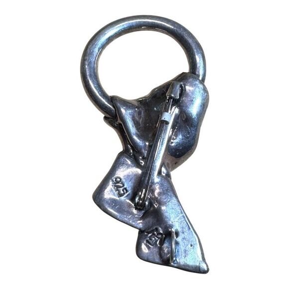 Abstract Sterling Silver Brooch Knot Design GW Israel Modernist 925 MCM Bow Ring - Picture 2 of 5